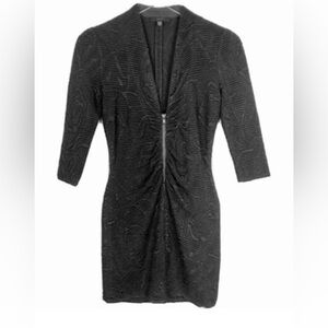 Joe's Jeans Women's Embossed Zip-Front Bodycon Dress Black, Sz S, Flattering!